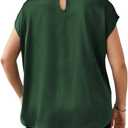 ZAFUL Women's Plus Size Satin Shirt Short Batwing Sleeve Solid Blouse Twist Knot Casual Loose Tops (XXXL)