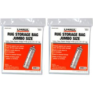 U-Haul Jumbo Rug Storage Bags - Fit Rugs up to 9' x 12' - 26" x 130" Bags - Pack of 2