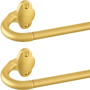 TVWOO Gold Wrap Around Curtain Rods 2 Pack:Small Blackout Adjustable Window Curtain Rod for Bedroom Kitchen Apartment Renter Friendly,Room Darkening Curved Drapery Rods Easy Install,Brass Gold 48-90"