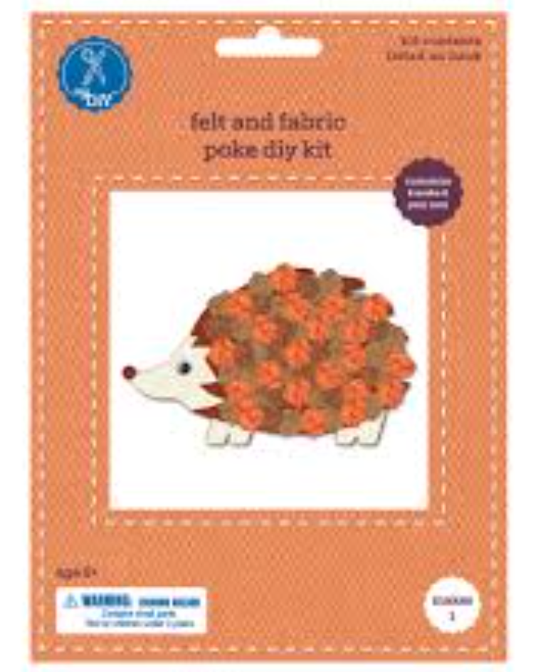 Hedgehog Felt & Fabric Poke DIY Kit,
 2 Pack