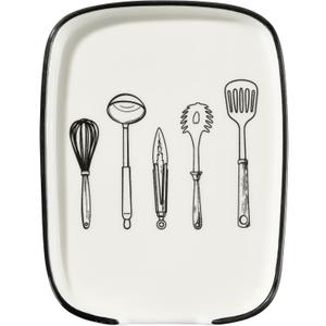 Ceramic Spoon Rest for Stove Top, White and Cute Spoon Holder for Kitchen Counter, Heat-Resistant Cooking Utensil Rest for Kitchen Counter Decor, Cooking Spoon and Spatula Holder