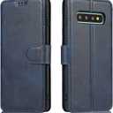 QLTYPRI for Samsung Galaxy S10e Case Premium PU Leather Simple Wallet Case TPU Bumper Card Slots Kickstand Magnetic Closure Shockproof Flip Cover for Galaxy S10e - Blue