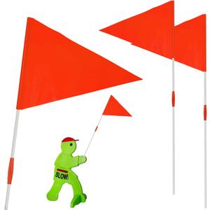 2 Pack Safety Flags with Pole Replacement for Step2 Step Kid Alert Slow Down Signs for Neighborhoods Safety Flag Warning Signs - Warning Flag Replacement Flags for Kids at Play Signage for Street