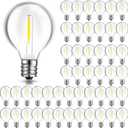 LEIFIDE 100 Pcs G40 LED Light Bulbs Replacement 1w Globe Bulbs Outdoor LED Light Lamp Fits C7 and E12 Candelabra Screw Base Sockets String Shatterproof Lamp, 2700k(White)