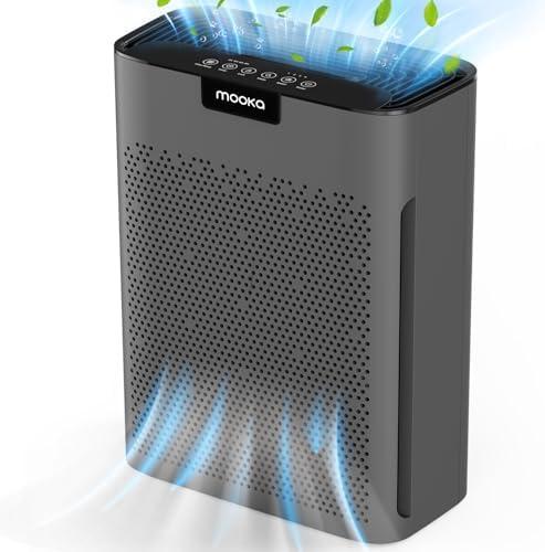 Air Purifiers for Home Large Room 2000 Ft² with Washable Filters, Fragrance Sponge, MOOKA H13 HEPA Filter Pet Air Purifier for Bedroom, Air Cleaner for Smoke Dust Pollen Pets Hair Odor, KJ190L Grey