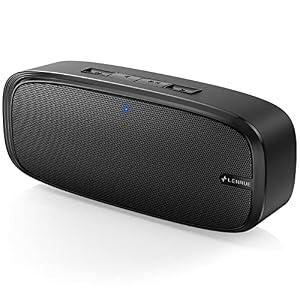 LENRUE Bluetooth Speaker, Wireless Portable Speaker with Loud Stereo Sound, Rich Bass, 12-Hour Playtime, Built-in Mic. Perfect for iPhone, Samsung And More - Black