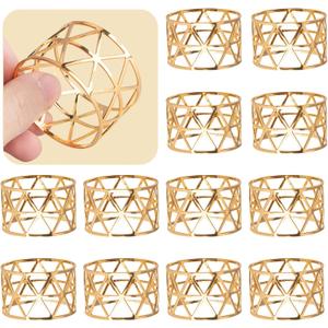 12PCS  Gold Napkin Rings Set of 12, Holiday Napkin Holders for Dining, Anniversary, Birthday, Romantic Candlelight Dinner, Holiday, Party of Table Setting, Wedding Table Decoration
