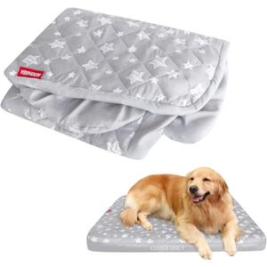Waterproof Dog Bed Covers Replacement Washable Pet Hair Easy to Remove, Noiseless Quilted Puppy Pet Bed Cover Lovely Grey Star Print 35x44 Inches, for Dog/Cat, Cover Only