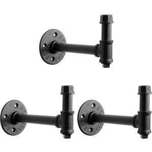 NearMoon 3 Packs Bathroom Robe and Towel Hooks for Hanging, Rustic Style Vintage Industrial Pipe Wall Mounted Hooks, Heavy Duty DIY Hardware Coat Hook for Kitchen (6 Inch)