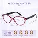 EASY READ 2 Pairs High Magnification Power Reading Glasses for Women,Stylish Lightweight Readers for Women with Spring Hinge (Black/Purple)