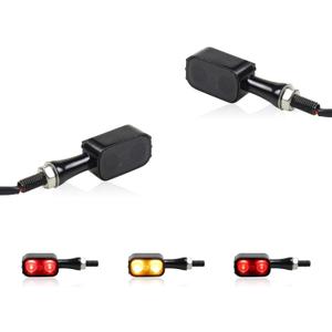 Universal Rear LED Turn Signals 12V Motorcycle LED Tail Lights Red Brake Taillights Compatible with Honda Grom Monkey Suzuki Yamaha Kawasaki Harley Sportster Chopper Bob (Black)