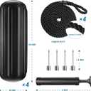 Boat Fenders 4 Pack 10 x 28 Inches Ribbed Center Hole Boat Fenders Bumpers for Docking, Comes with 4 Lines and Pump to Inflate