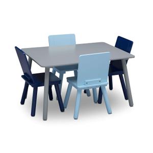 Delta Children Kids Table and Chair Set (4 Chairs Included), Grey/Blue