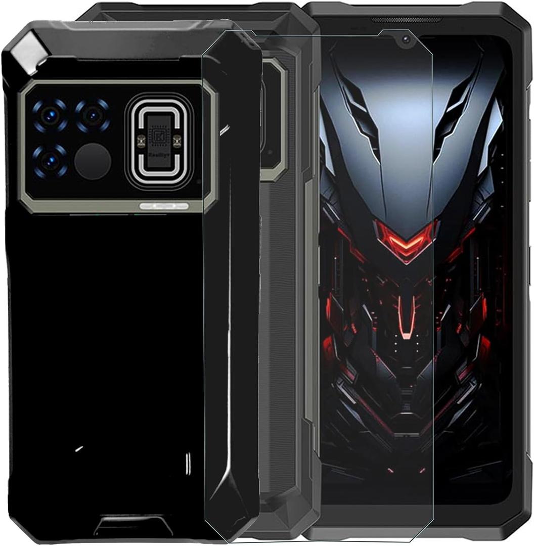 Cover for Doogee Fire 6 Max Phone Case,Anti Fingerprint TPU Soft ShellTempered Glass Screen Protector [1 Pack] [6.72 inches] Black