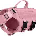 ICEFANG GN3 Tactical Dog Harness for X-Small Dogs, 6X Quick-Release Buckles,Dog Molle Vest with Handle,3/4 Body, Hook and Loop Panel for ID Patch,No Pulling Front Clip (XS (Chest: 17"-23"), Pink)