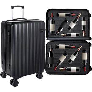 2025 Upgraded Wine Suitcase for Airplanes 12 Bottle, Thickened Wine Luggage for Airplane Travel with TSA Approved Lock and 360 Rotating Wheels, Wines Travel Suitcase with Removable Insert, 18 x 10 x 27 in