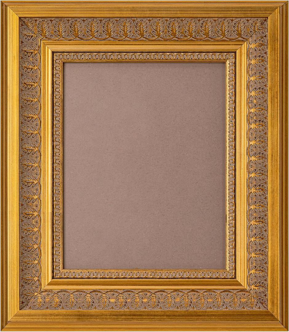 ArtXO 8x10 Vintage Picture Frames Gold, Canvas Frames for Poster and Photo, Ornate Wood Frame without Mat