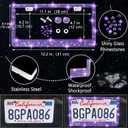 NBTEPEM 27 PCs Purple Violet Bling Car Accessories Set for Women, Steering Wheel Covers Universal Fit 15 Inch, Bling License Plate Frame, Bling Phone Holder, Bling Car Coasters