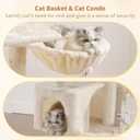 Heybly Cat Tree with Toy, Cat Tower Condo for Indoor Cats, Cat House with Padded Plush Perch, Cozy Hammock and Sisal Scratching Posts, Beige HCT004SM
