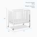 Dream On Me 3-in-1 Portable Folding Stationary Side Mini Baby Crib in White & Mattress, GreenGuard Gold & JPMA, Use as Changer & Playpen, Locking Wheels, 3 Mattress Heights, Extra Firm Mattress 41"L x 26"W x 40"H