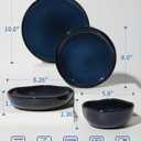 Pokini 24 Pieces Dinnerware Set for 6 with Pasta Bowls, Complete Ceramic Dish Set, Stackable & Glossy Stoneware Plate and Bowl Set for Effortless Everyday Hosting, Starry Blue