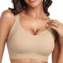 OEAK Womens Seamless Push Up Bras No Underwire Full Coverage Comfortable Bra V Neck Bralettes Wireless Everyday Bra Size L