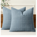 MIULEE Decorative Linen Check Throw Pillow Covers Neutral Farmhouse Vintage Pillow Covers 18x18 Set of 2 Boho Modern Home Decor for Sofa Couch Bedroom Cushion Blue Grey