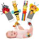 Infinno Baby Wrist Rattle Socks and Foot Finder Set, Perfect Baby Toys for 0-12 Months Newborn Boys and Girls As Shower Gifts, Garden Bug Series