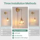 Vintage Wall Sconce Wall Lamp with Amber Tulip Glass Shade Hanging Wall Sconce with 4.9FT Plug in Cord, Modern Wall Lamp Fixtures Decor for Bedside Bedroom Indoor Doorway