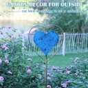 Metal Garden Decor for OutsideRotating Heart-Shaped Garden Stake, Cemetery Decorations for Grave,Perfect for Planter Decorations, Outdoor Lawn Gardens, Also The Best Choice for Gifts - Blue