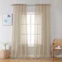 Chyhomenyc Sheer Taupe Curtains 90 inches Long 2 Panels, Light Filtering Soft Airy Solid Elegant Voile Window Treatment Drapes for Bedroom Living Room Wedding Party Decor, 42 Wx90 L Inches