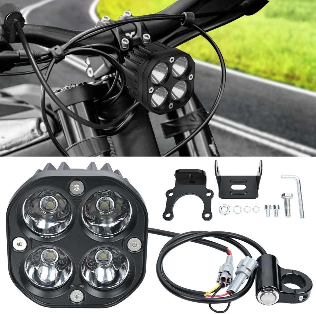 Upgraded Headlight Kit for Sur Ron Segway X260,White 6000-6500K Spot/Flood Light Pods Combo Kit, Motorcycle Lights Bars Bright Front Lamp Accessories,Plug N Play (Oval Lamp)