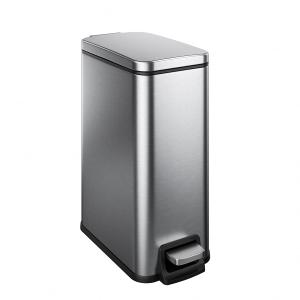 Slim Bathroom Trash Can with Lid Soft Close, 1.6 Gallon Stainless Steel Garbage Can with Removable Inner Bucket, Durable Step Pedal, Small Trash Bins for Toilet, Bedroom, Kitchen, Office (Silver)