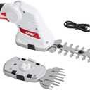 KAKEI 7.2V Cordless 2-in-1 Grass & Shrub Shear | 2000mAh Battery, 1300 Cuts/Min, Quick-Change Blades, Type-C Charging & Sealed Gearbox for Safe Gardening, White