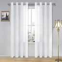 DWCN White Sheer Curtains Linen Look Semi Transparent Voile Grommet White Curtains for Living Dining Room Drapes 52 x 84 Inch Long, Set of 2 Panels