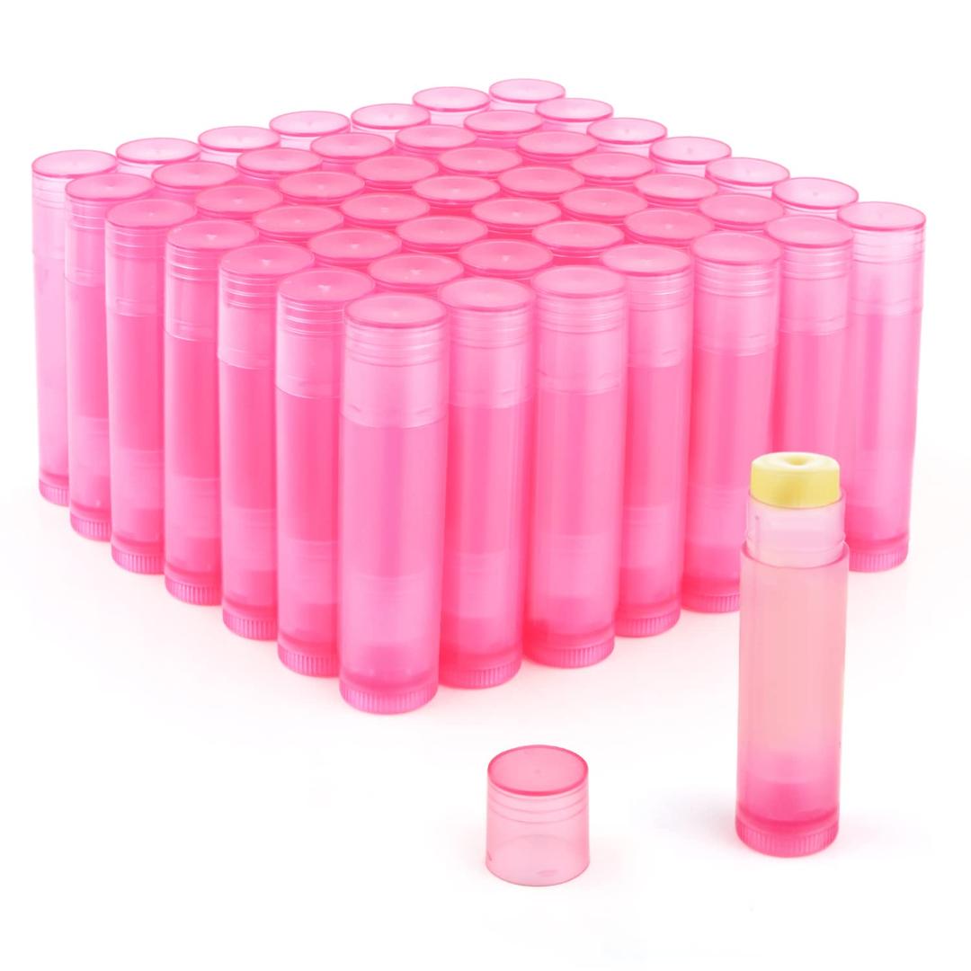 50 Pcs 5.5g Twist-up Lip Balm Tubes,Empty Plastic Lip Gloss Balm Containers Rotatable Deodorant Containers for DIY Homemade Lipsticks, Chapsticks and Homemade Solid Perfume,Pink