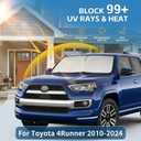 Windshield Sun Shade for Toyota 4Runner 2010-2024 2025 2026 Front Window Shade Custom Fit 4Runner Accessories Sun Visor Foldable Shade Blocks UV Rays Summer Must Have Car Accessories