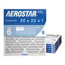 Aerostar 20x22x1 MERV 6 Air Filter, 6 Count, ACTUAL SIZE (19.75 x 21.75 x 0.75), HVAC, Air Conditioning & Furnace Filter for Dust, Lint & Pollen Control (MPR 300 / FPR 3), Made in USA