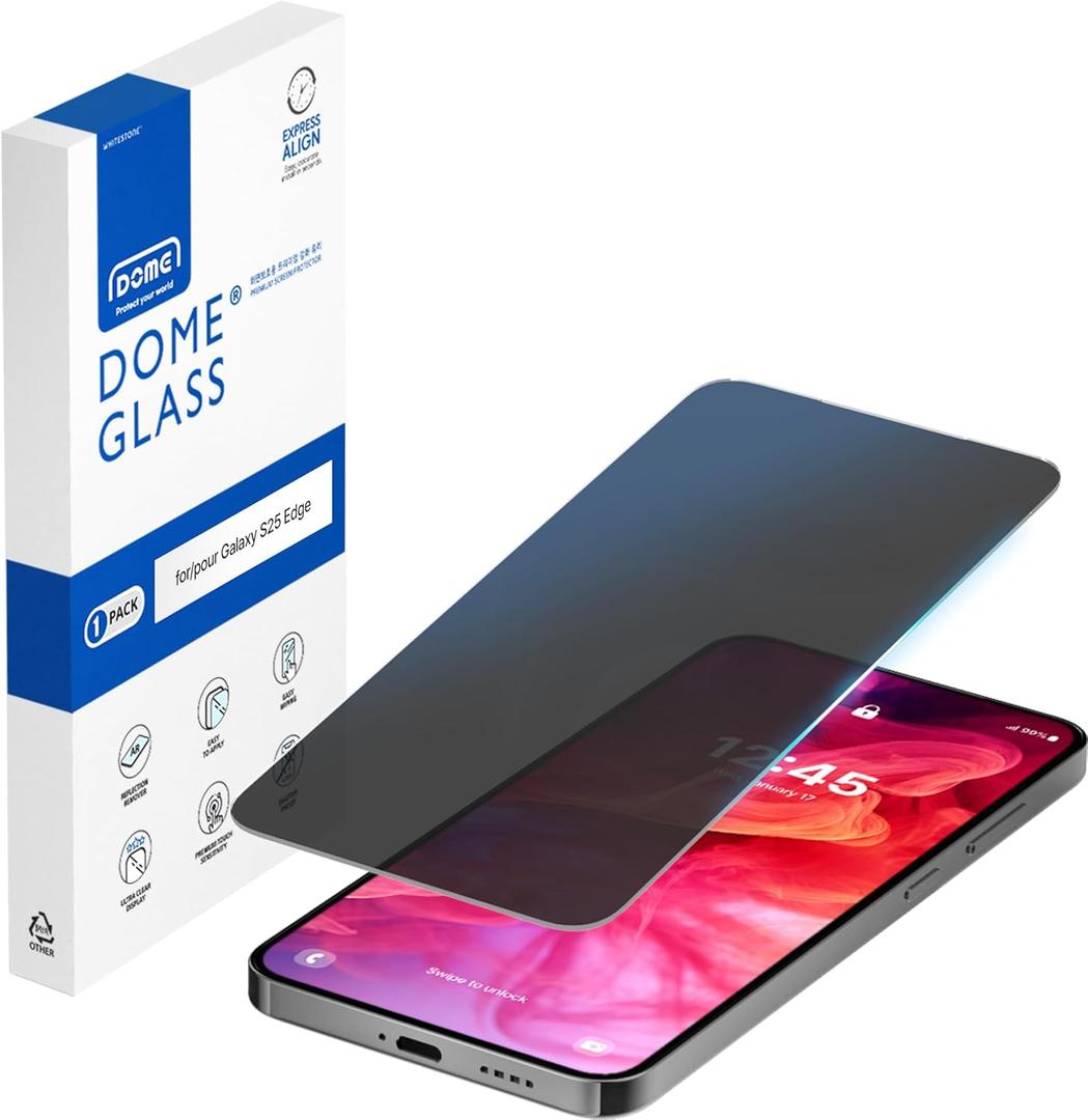 Dome Glass Privacy Anti Reflection Screen Protector, 1 Pack, for Galaxy S25 Edge