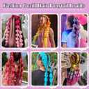 Pink Ombre Braiding Hair Extension for Braids Synthetic Braid Ponytail Extensions with Elastic Tie Fashion Festival Rave Hair Accessories(Pack of 2)