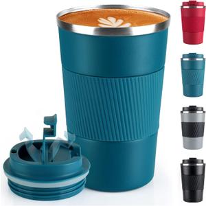 Coffee Mug 12oz - Insulated Travel Mug Spill Proof with Leakproof Lid Vacuum Stainless Steel Travel Coffee Mug Water Tumbler to GO, Reusable Coffee Cup for Men and Women for Hot & Cold Drinks (B-Blue,380ML)