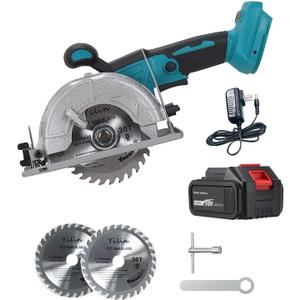 5 Inch Brushless Cordless Circular Saw with 4000mAh Battery,6500 RPM Compact Circular Saw,20mm Arbor with 1 TCT 30T Wood Blade and Scale Ruler