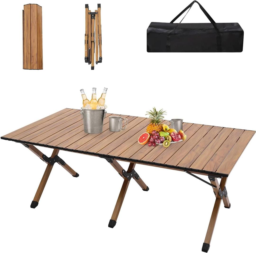 VIC 47" Portable Picnic Table, 4ft Low Height Portable Folding Travel Camping Table for Outdoor/Indoor Picnic, BBQ and Hiking with Carry Bag, Multi-Purpose for Patio, Garden, Backyard, Beach