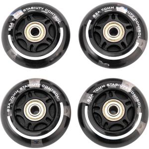 2PM SPORTS 4 Pack 80mm, 82A Inline Skate Wheels with ABEC-7 Bearing, Indoor/Outdoor Inline Skates Wheels (Black)