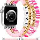 JR.DM Cute Preppy Handmade Elastic Beaded Band Women for Apple Watch, M