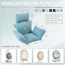 Egg Chair Cushion with 8 Securing Straps, Water-Repellent & Fade-Resistant Faux Linen, Removable Cover, Replacement Cushion for Most Single Outdoor Hanging Swing Egg Chairs Teal