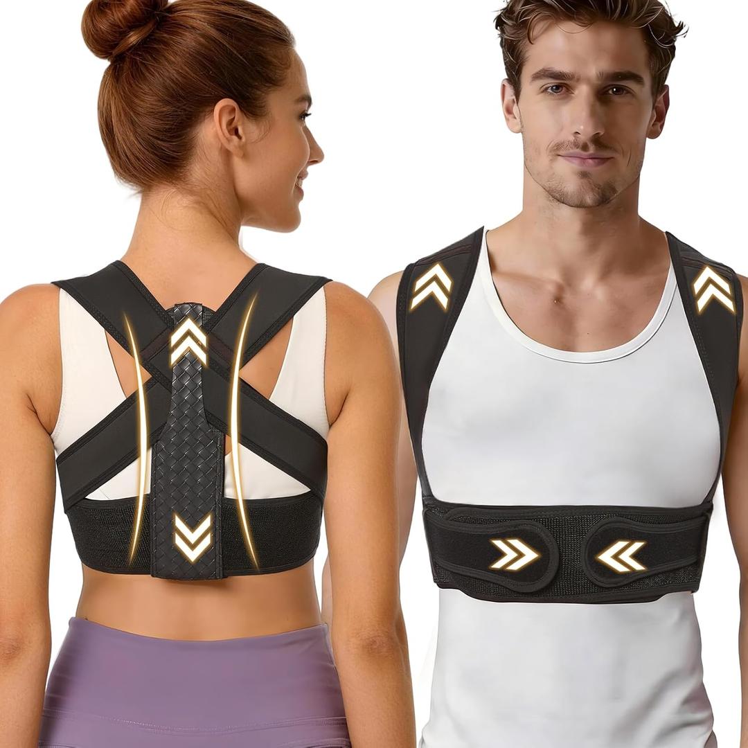 WNIEYO Posture Corrector for Women and Men Back Brace for Women Back Straightener for Effective Lower Back Pain Relief, Scoliosis, and Better Posture Support, Black (S/M)