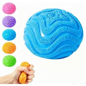 Fuzz Ball Squishy Stress Ball, Slow Rising Memory Foam, Soft Fidget Toy for Anxiety Relief, Adults Anxiety Stress Relief Toys, Party Favors Gift for Adult ﻿(Blue)