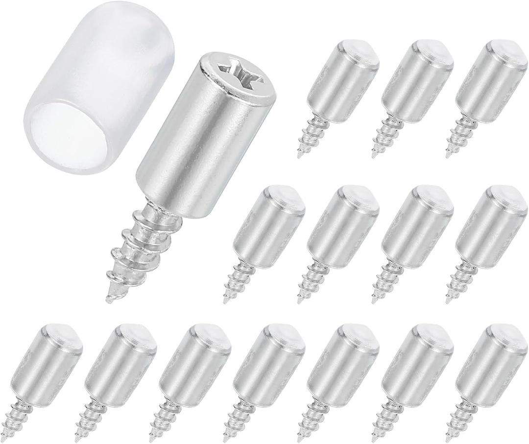 uxcell 15Pcs Shelf Support Pegs, 7mm Shelf Pins with Anti-Slip Silicone Sleeve, Metal Self Tapping Screw Shelf Holder Pin for Kitchen Cabinet Bookcase (Transparent)