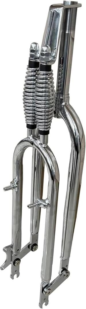 1 inch Threaded Bicycle Fork 26" Dual Springer Suspension Bike Fork, Classical Fork for Cruiser Chopper Bike, Disc Brake